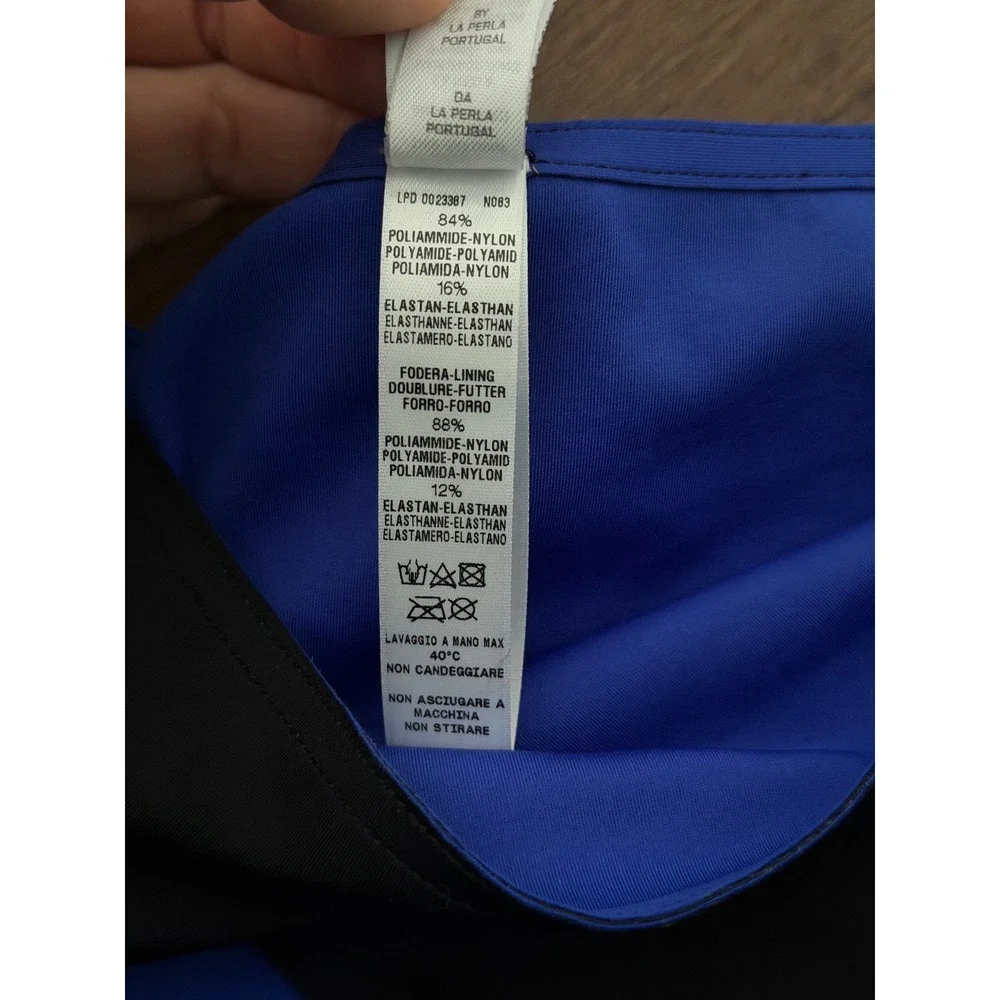 La Perla Black Blue Colorblock Bikini Bottom Hardware‎ Detail Italy US XL Bech